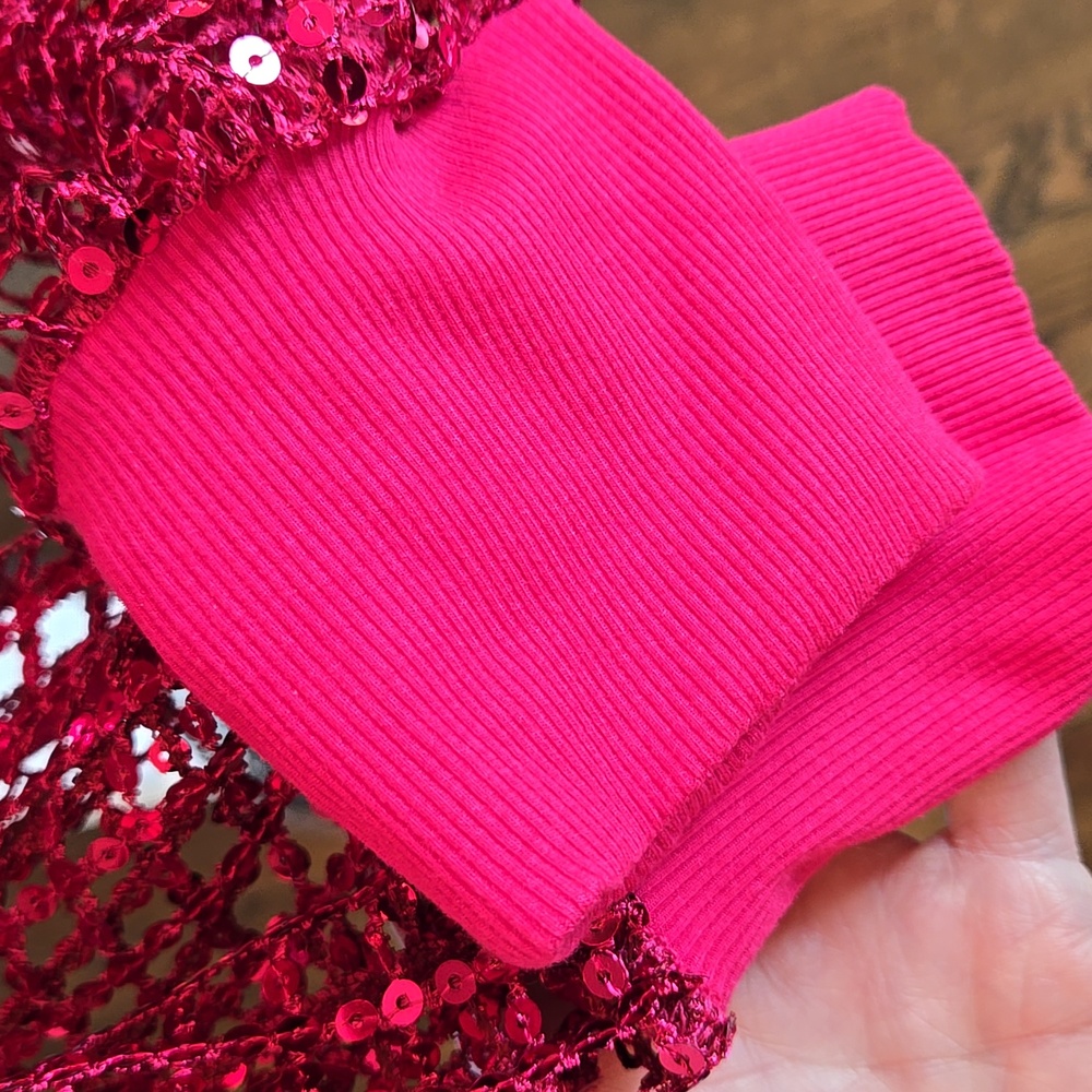 NEW Pilcro Raspberry Sequin Mesh Top - Picture 6 of 10